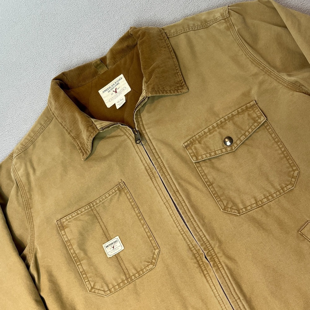 American Eagle Workwear Chore Jacket Mens XL Canvas Barn Coat Quilted Lined Tan